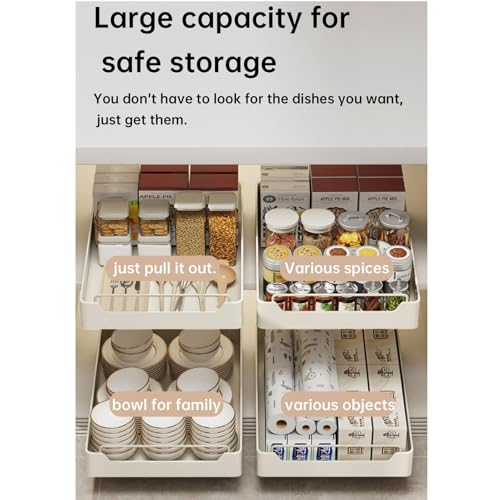 Adhesive Sliding Drawers for Kitchen Storage No Drilling Required 40x43cm PullOut Cabinet Organizer SpaceSaving Closet Solution Easy Installation - Image 6