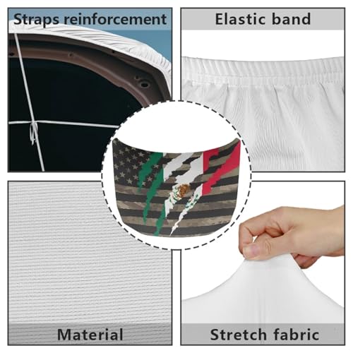 Image of Car Hood Cover Protector 59x39 Inch Car Hood Wrap Blankets Stretchable Automotive Accessories for Most Sedans SUV Trucks Pickup (USA Flag and Mexican Flag Claw Mark Design)