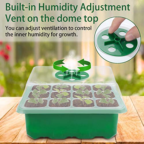 Uwioff Seed Starter Tray, 10-Pack 120 Cells Seedling Starter Trays, Humidity Adjustable Seed Tray Kit With Dome And Base Greenhouse Grow Trays Mini Propagator For Seeds Growing Starting #TOP2
