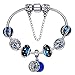 Presentski Charm Bracelet 925 Argent plaqué avec Étoiles Lune et Perles Bleues Cadeau de Noël pour Les Femmes