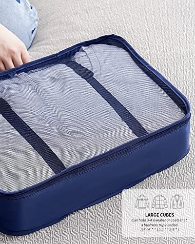 Packing Cubes for Suitcases, ANYLION 7 Pcs Packing Cubes, Luggage Organiser Bag, Travel Organiser Packing Bags, Packing Organizers(Navyblue)