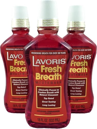 Cinnamon Original Lavoris Mouthwash Larger Size - 3 Pack of 18 oz Bottles (54 oz. Total) (6)