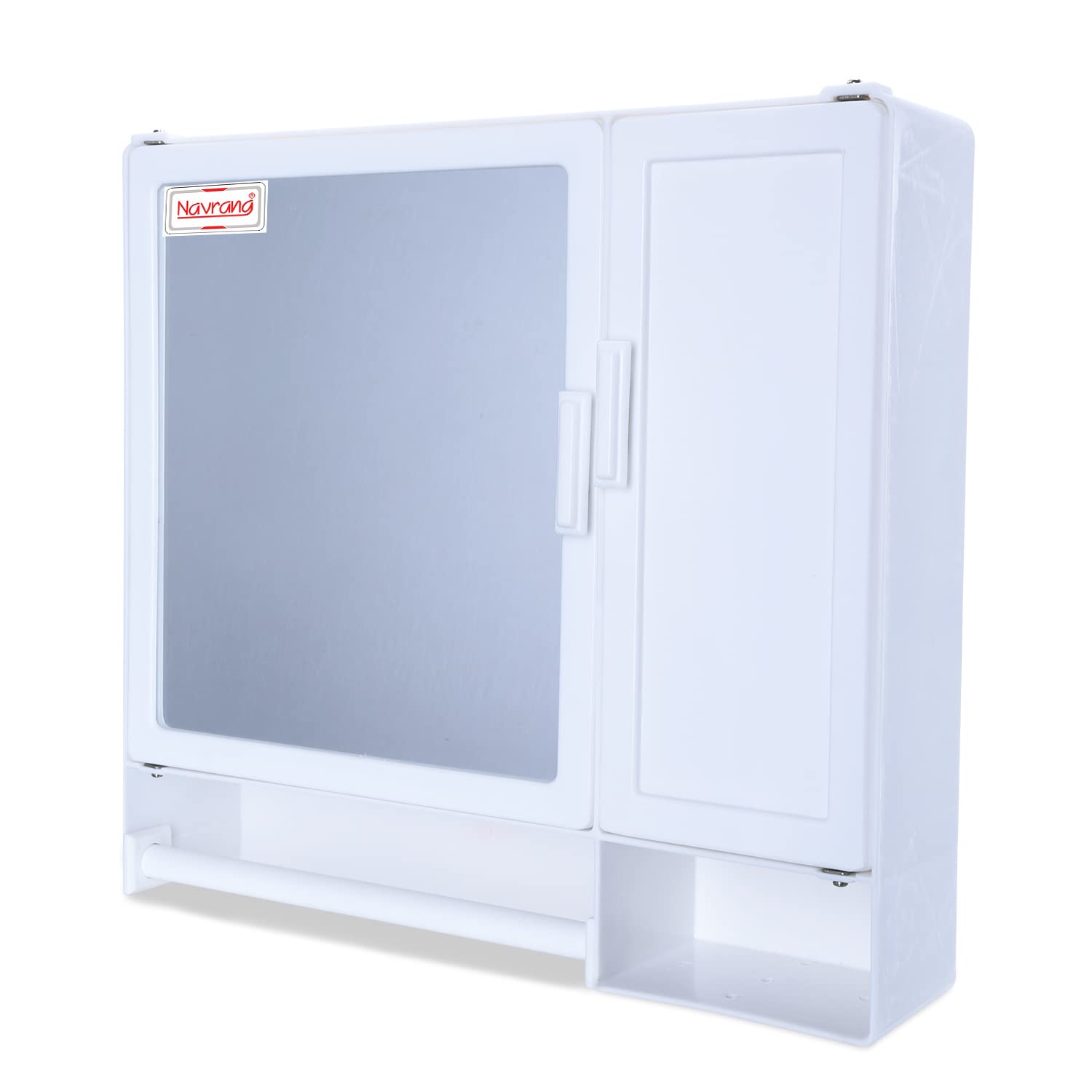 NAVRANG INNOVATIONS Plastic Duro Bathroom Mirror Cabinet with Shelves and Rod Double Door 16X17 inches (White) (B0BPT6VLF8) Amazon Price History, Amazon Price Tracker