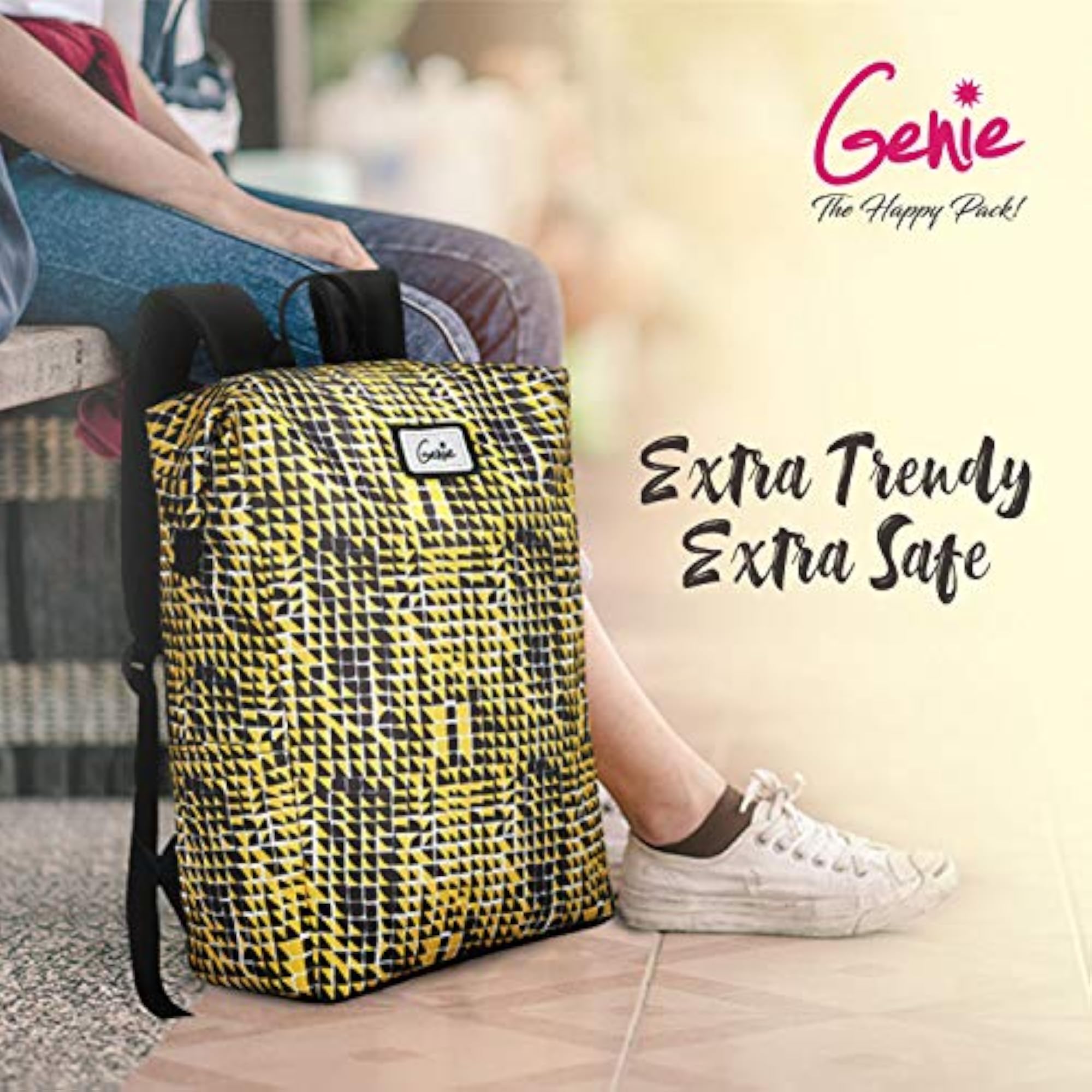 Mosaic Mustard Yellow Anti Theft Backpack