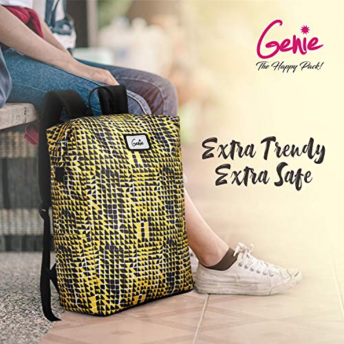 Image of Genie Mosaic Mustard Yellow 25 Ltrs Safepac (Premium Anti Theft Backpack for Girls /Women with 16 inch Laptop Compartment)