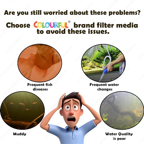 Image of COLOURFUL - Filter Media for Water Quality & Healthy Fish Tanks | 150g Yellow Bacterial Ball + 150g Red Breathing Ring + 150g Small Colour Quarz Ball, (3 in 1 Filter Media with Net Bag, Combo-1)