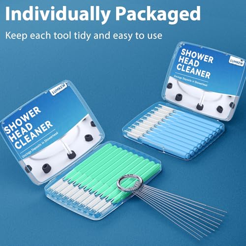Image of Multiple-Size Shower Head Cleaning Brush Cleaner Tool Picks for Small Hole Nozzle, 30PCS (Grren Blue)