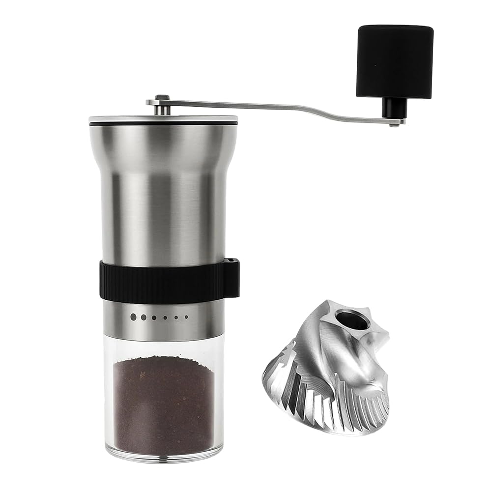 Vjsujehgy Coffee Grinder Manual with Stainless Steel Burr-1.12oz Capacity Handheld Mill for Espresso, Drip, Cold Brew
