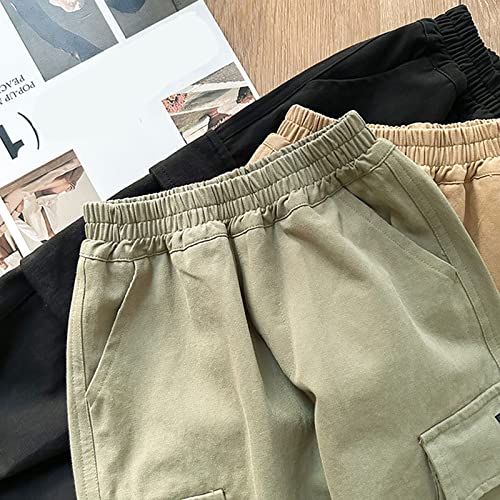 Calça de moletom infantil para meninos, calça de moletom infantil de algodão com cintura elástica de