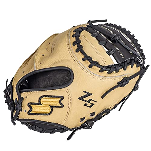 Ssk Z5 Craftsman Baseball Catcher’s Mitt – 32.5” - 33” - 33.5” – Right & Left Hand Throw (Camel/Black, 33" - Left Hand Throw) #TOP1