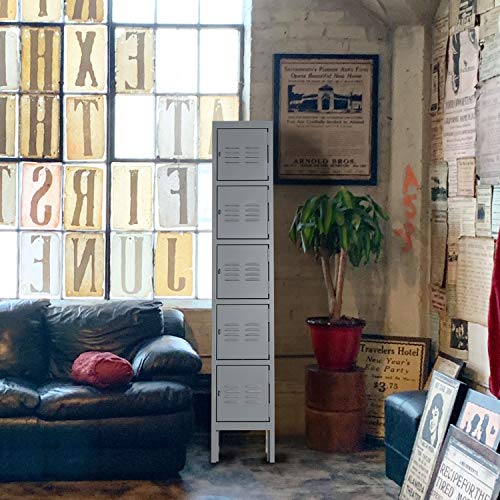 Intergreat Metal Locker For School Office Gym Metal Storage Locker Cabinet For Employees Students Steel Locker 5 Tier With 5 Door Gray #TOP6