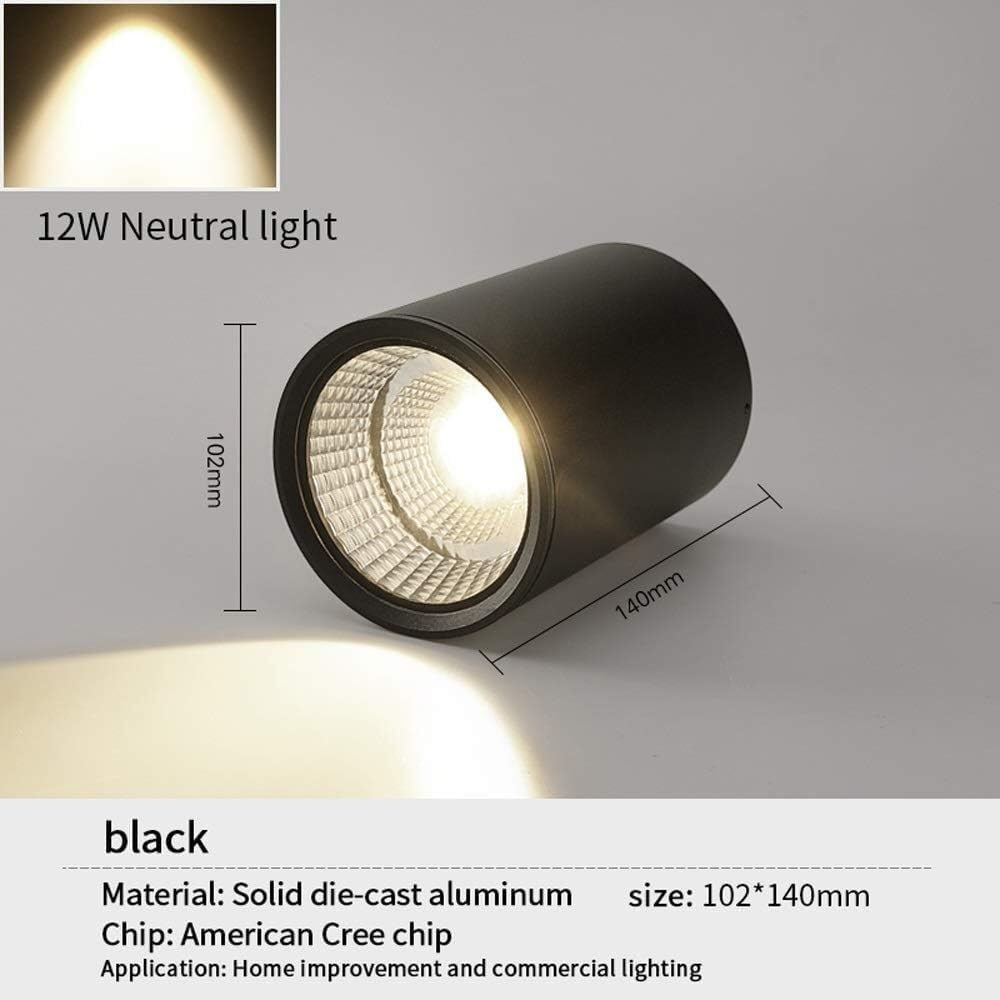 Iluminación Foco LED Montaje en superficie Lámpara de techo Balcón Inodoro Baño Downlight Luz alta COB Foco de techo Panel de rejilla redonda creativa Luz de techo(Neutral Light)