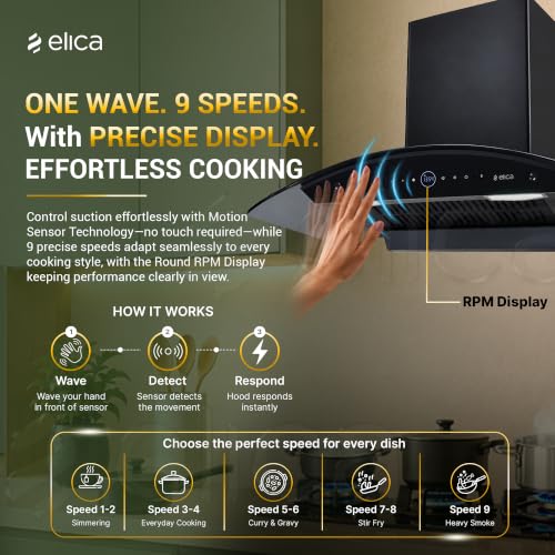 Image of Elica Plug N Play BLDC 90cm 1600 m3 /hr Ductless Autoclean Kitchen Chimney | Filterless + Air Recycle Filter | 15 Year Motor + 2 Yr Filter Warranty |48db|RPM Display| PRO PLUS FL BLDC HAC LTW MS 90 PNP