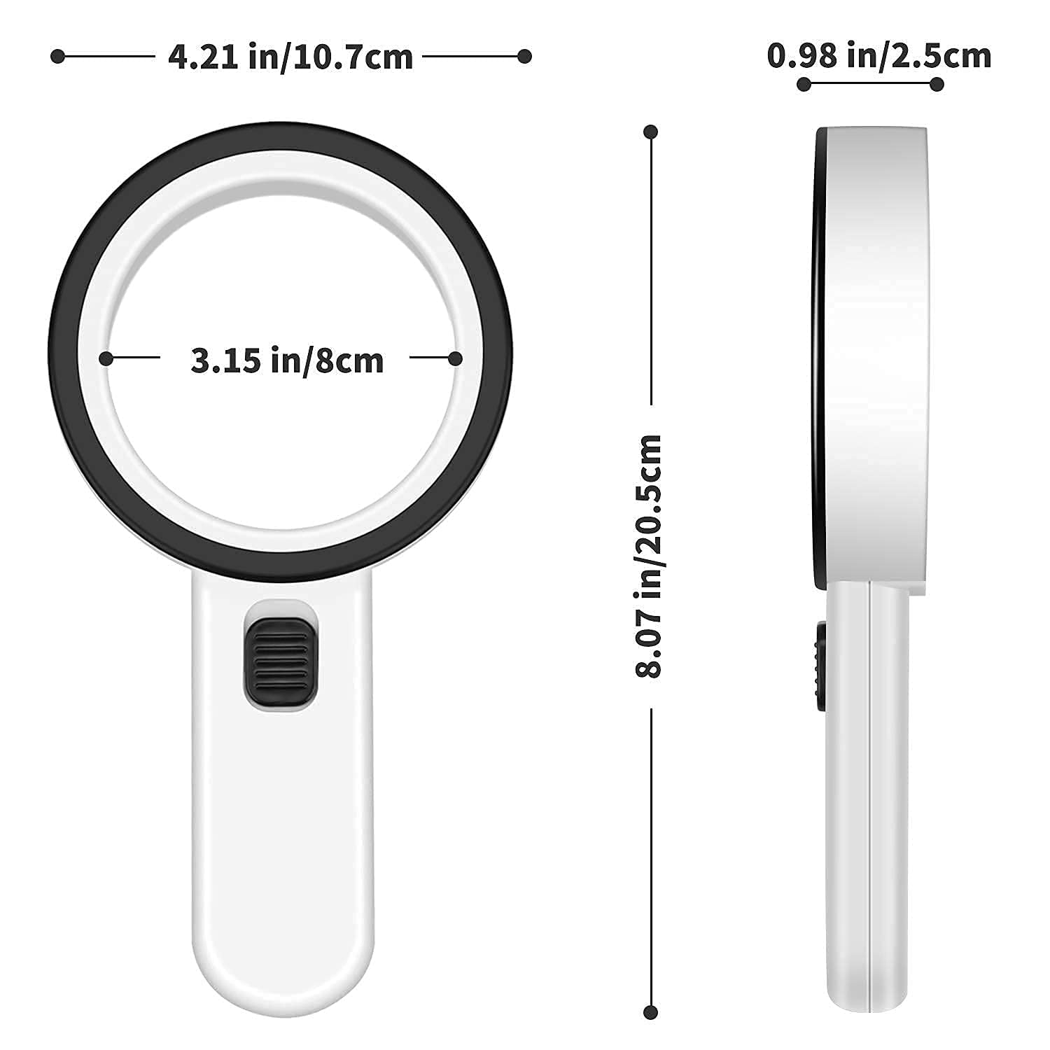 YSJNGF Lupa Lupa de Mano con 12 Luces LED, Lupa iluminada de Alta claridad de Doble Vidrio 30X para Pasatiempos, Lectura, Manualidades, filatelia, Monedas, Joyas, inspección de luz