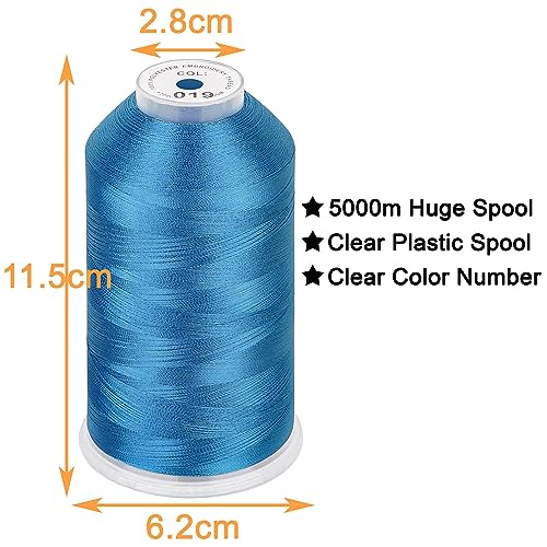 Image of New brothread - Single Huge Spool 5000M Each Polyester Embroidery Machine Thread 40WT for Commercial and Domestic Machines - Sky Blue