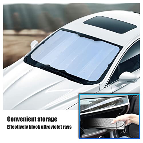 Sodcay 1 PC Car Windshield Sun Shade, 55.1\" X 27.5\" Car Window Shade, Double Sided Foldable Reflective Sun Visor, Fit for Most Sedans SUV Truck (Silver) - Thumbnail 3