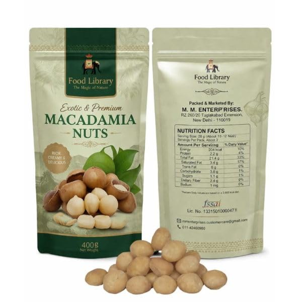 Food Library The Magic Of Nature Premium Macadamia Nuts 400g Exotic Rich Creamy Whole Nuts Healthy Snack Gourmet Dry Fruits Naturally Sourced Crunchy Fresh Quality