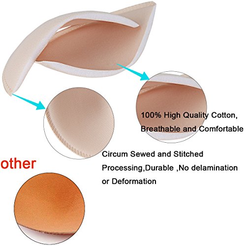 Sermicle Bra Inserts 4 Pairs, Bra Pads Sewed Stitched Removable For Sports Bra B/C,C/D & D/E Cup Optional (Beige Round, B/C Cup) #TOP2