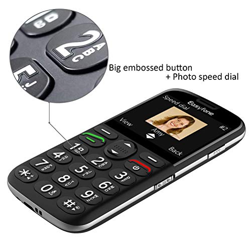 Easyfone Prime-A4 GPS Localisation Unlocked Smart Senior Cell Phone, Big Button Hearing Aids Compatible Easy-to-Use Mobile Phone with Charging Dock (Black)