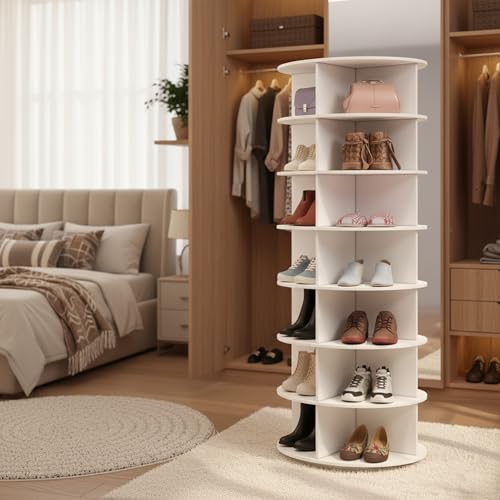 Image of The Artment 7- TierTwist Rotating Organizer Tower | 360 Swivel Multi-Purpose Storage Rack for Shoes, Makeup, Skincare, Pantry Items | Shoes Rack | Space-Saving Organizer for Home & Office