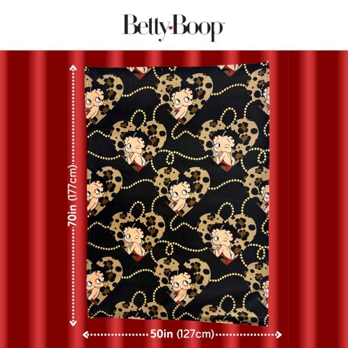 Image of Franco Betty Boop Cheetah Throw Blanket, Super Soft Cozy Plush Bedding, 70 inch x 50 inch, (Officially Licensed Product)