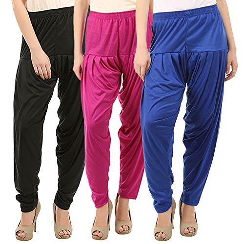 Image of Buy That Trendz Patiala Pants for Women 3 Combo Womens Viscose Relaxed Pants Pack of 3