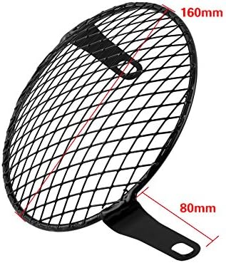 Keenso 6.3" Motorcycle Grill Headlight Protector Guard Cover, Retro Cafe Racer Metal Wire Protector Guard Cover Mesh Side Mount Universal image 3