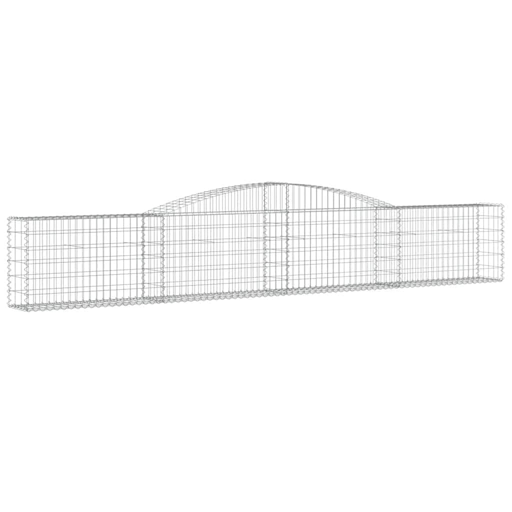 Gaviones con arco alto, 4 unidades, 400 x 30 x 60/80 cm de hierro galvanizado para barreras de jardín y protección visual como pared decorativa insonorizante con construcción estable
