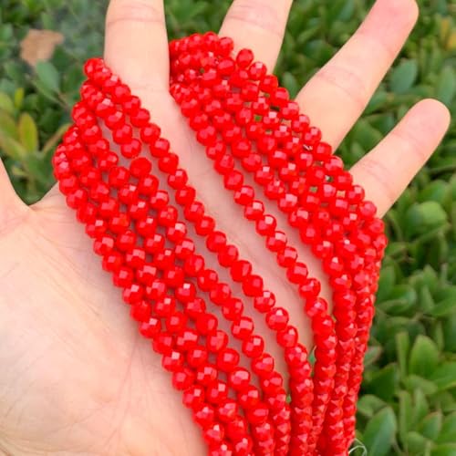 Image of 500pcs Czech Faceted Rondelle Crystal Glass Beads 6mm Bulk Coral red