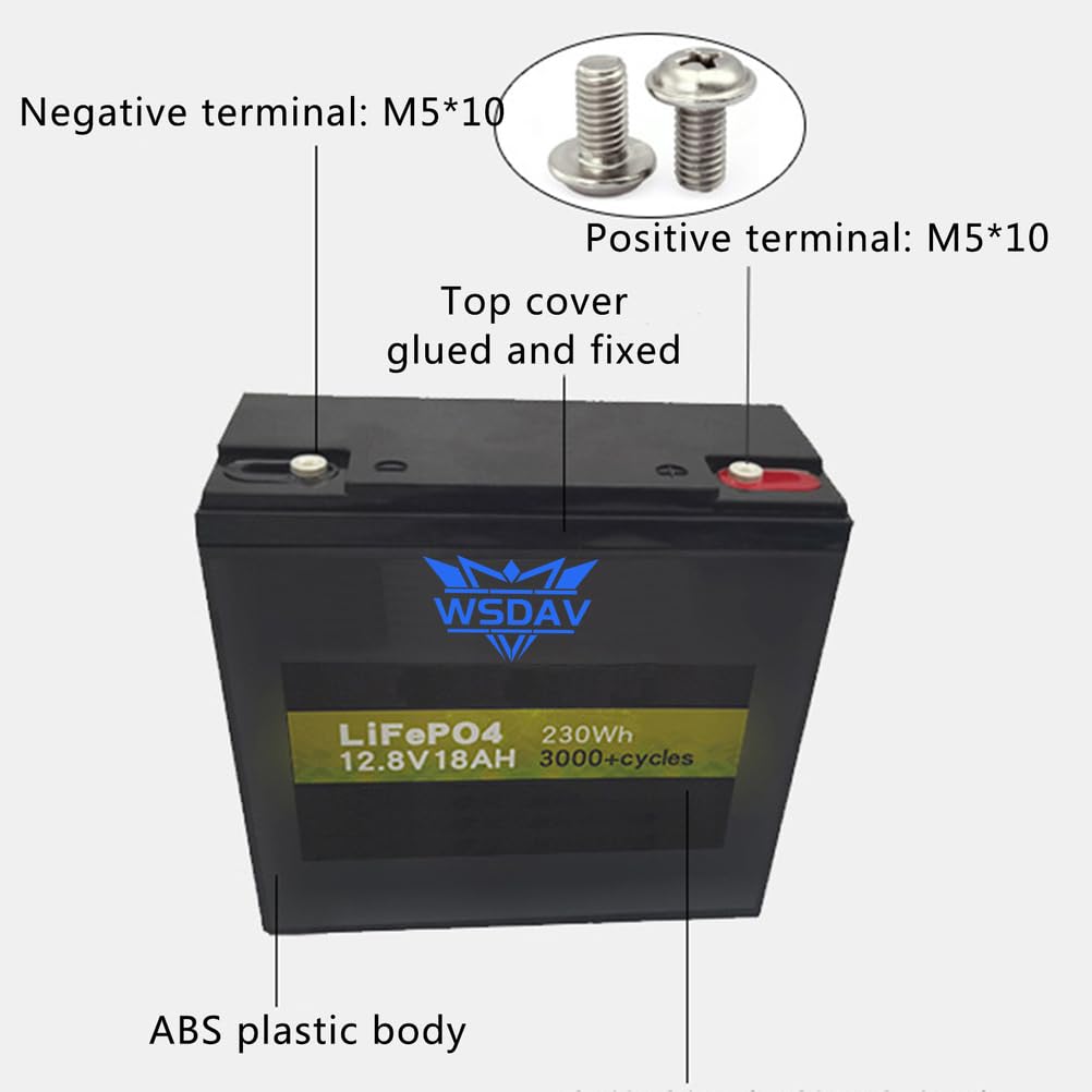Batteria di accumulo di energia da 12,8 V Batteria al Litio Ferro fosfato da 12,8 V 18 Ah per Motore da 0 a 250 W con Scheda di Protezione BMS
