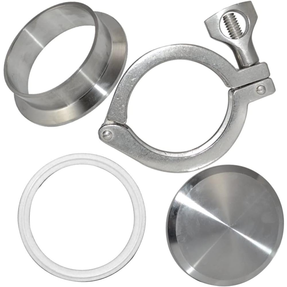 1 szt. OD38-219 mm długość 3,8 cm - 20,3 cm tuleja do spawania rur + zacisk trójzaciskowy + uszczelka PTFE + zaślepka ze stali nierdzewnej 316 pasuje do rur (OD51 mm i 5 cm)