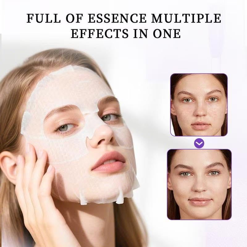 Facial Mask Sheet, Hydrating & Soothing Sheet Mask, Moisturizing Strengthening Skin Care Mask Sheets for Dry Skin & Sensitive Skin, Suitable for All Skin Types, 6 Sheets - Image 3