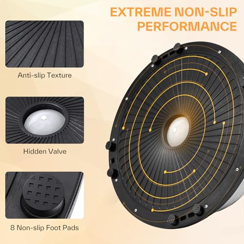 Sportneer Balance Ball Trainer with Resistance Bands and Pump - Inflatable Half Yoga Ball for Home Gym Full-Body Workouts - 23 Inch Non-Slip Half Exercise Ball for Core Strength Training, 350lb Cap