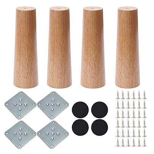NAKUPENDA Furniture Feet Wooden Set of 4 Sofa Feet Plinth Feet Wooden Furniture Legs Straight Tapered Replacement Furniture Feet for Sofa TV Cabinet Bed Couch Chair Tea Cabinet (15 cm Height)