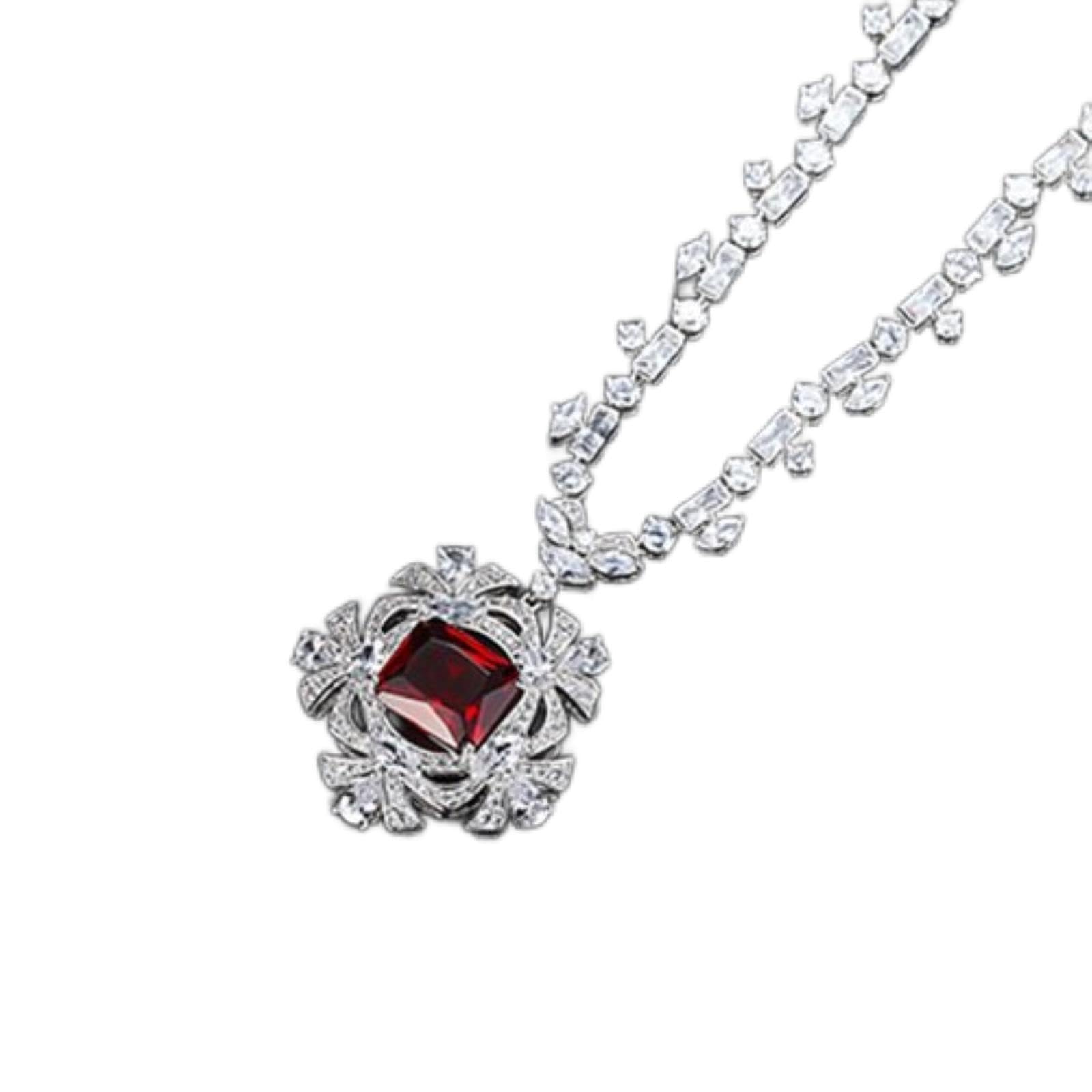 WEAV Nuova Collana Con Ciondolo A Fiore Grande Per Donna Accessori Da Sposa In Pietra Cz Rossa E Verde Per Regalo Di Natale Da Sposa