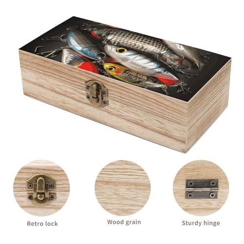 Boîte en bois pour appâts de pêche et boîte de rangement souvenirs - 4