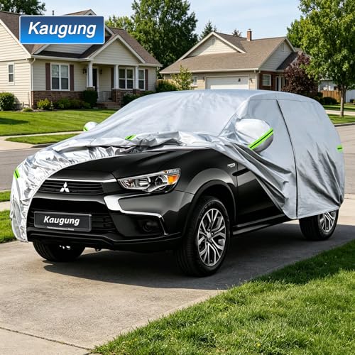 Image of Kaugung Car Cover Custom Fit for Mitsubishi Outlander (2007-2026), 6 Layers Waterproof All Weather for Automobiles Full Exterior Cover Rain Sun Snow Protector with Door Zipper. Silver