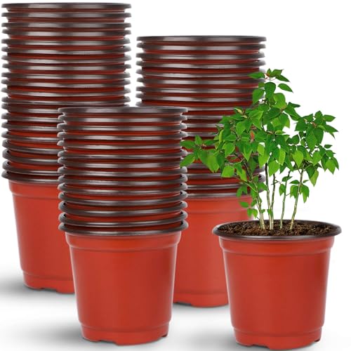 Garden Essentials Plastic Nursery Pots, 100 Pack Terracotta Red Plant Containers for Seedlings, Succulents, Vegetables, Indoor Outdoor Growing