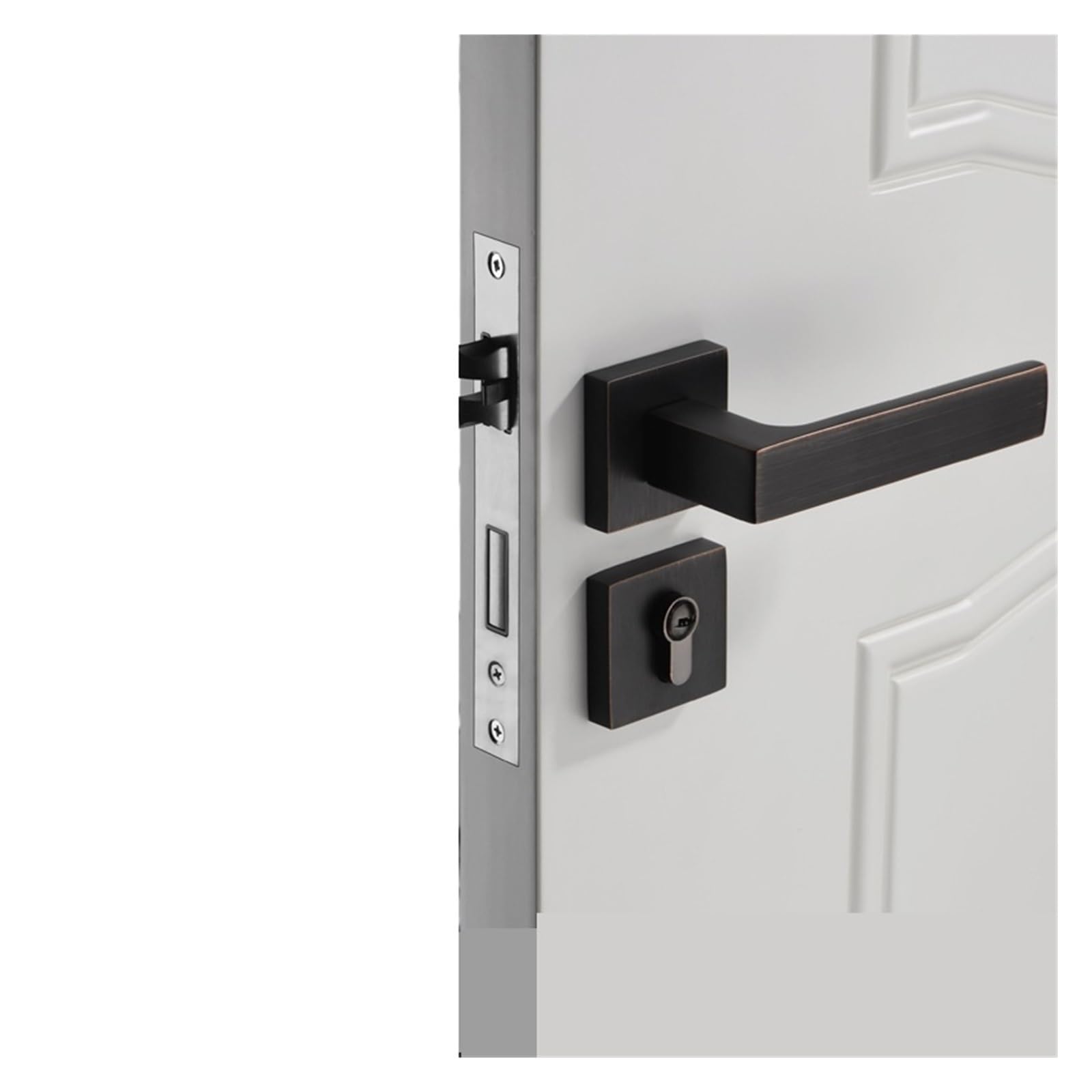 Cerradura de puerta silenciosa con manija negra y diseño americano moderno