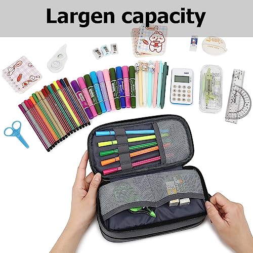 Image of Mountain guest Large Capacity Pencil Case Multi-Slot Pencil Pouch Durable Pencil Box Portable Office Pen Bag with Zipper