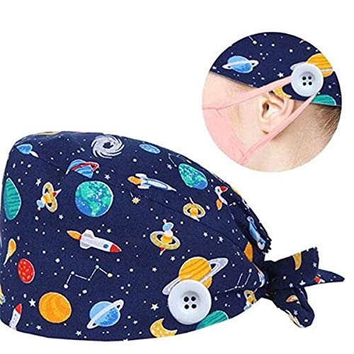 Huuflyty Adjustable Working Caps, Bouffant Hats, Working Caps with Buttons for Women Men Nurse Working Caps for Women (HT02-3colors) - Thumbnail 2
