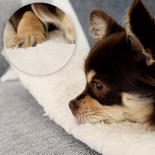 lionto Wärmedecke für Hunde und Katzen, wohlige Wärme selbstheizend ohne Strom, Heizdecke 60x45 cm mit abnehmbaren und bei 30°C waschbaren Bezug, Thermoeffekt dank kuscheligem Fleece, isolierend, weiß