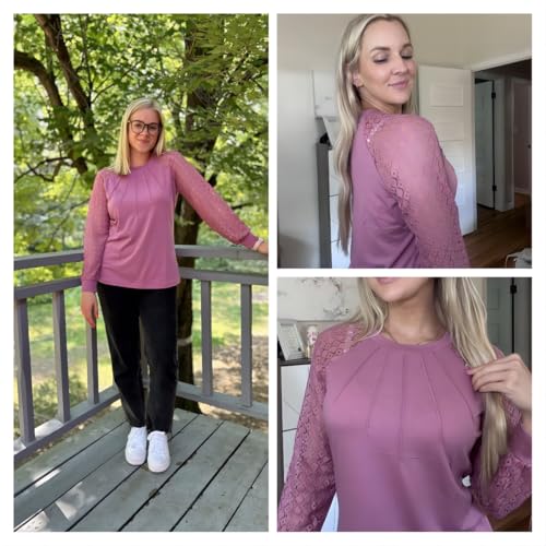 Image of HOTOUCH Women's Lace Long Sleeve Spring Dressy Casual Business Work Trendy Shirts