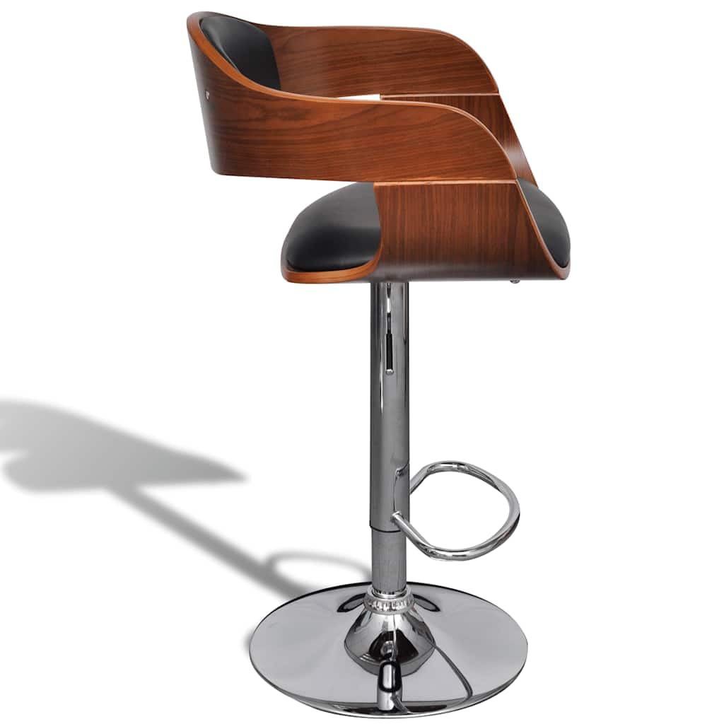 Lot de 2 tabourets de bar en bois incurvé et similicuir avec réglage de la