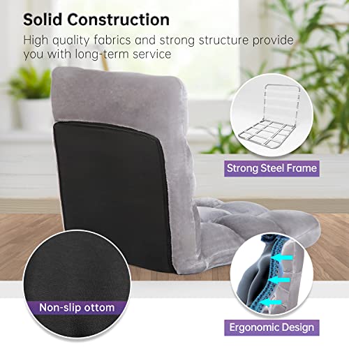 Image of PayLessHere Floor Chair Multi-Angle Adjustable Back Support with Skin Friendly Coral Velvet for Meditation Gaming Reading Living Room