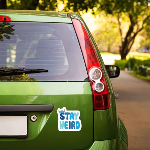 Image of Disney Lilo and Stitch Stay Weird Adhesive Vinyl Decal - Fun Stitch Sticker for Car - Gift for Disney Fans
