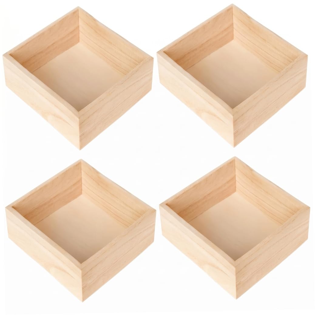 Petites caisses en bois naturel de 15 cm pour décorer votre table avec fleurs et plantes