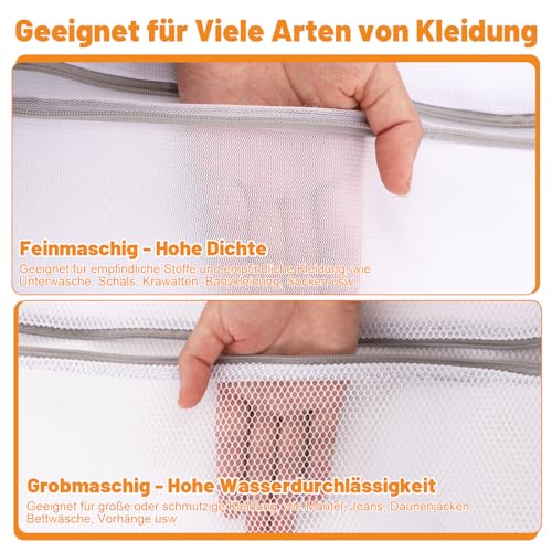 Dntorx 2 Stück Wäschenetz für Waschmaschine, 50 x 60cm Wäschesack Waschmaschine Wäschebeutel Laundry Bag mit Reißverschluss für Hemden Pullover Mäntel Jeans Unterwäsche Babykleidung