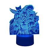 3D Illusion Lamp Anime Fairy Tail Action Figure Acrylic LED Night Light for Boys Girls Home Room Decor Natsu Lucy Optical Lamp 16 Colors with Remote Kids Birthday Gifts