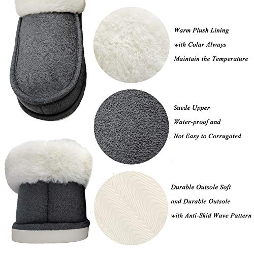ofoot Womens Winter Warm Faux Suede Plush Moccasins Slippers Indoor Slip On Shoes with Soft Comfortable Fluffy Fur Lining2